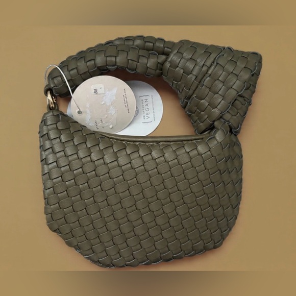 Melie Bianco Brigitte Olive Woven Charm Super cute mini purse Stylish & compact. - Picture 4 of 7